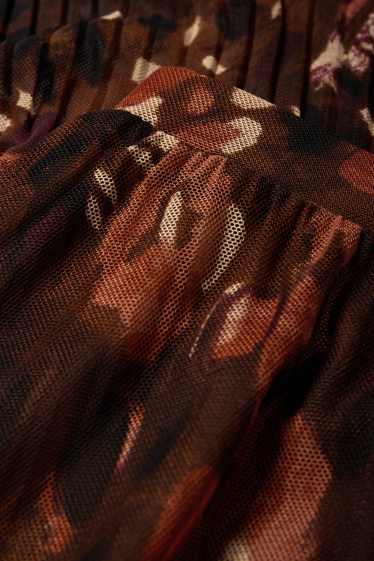 Femmes - Jupe en maille-filet - à motif - marron
