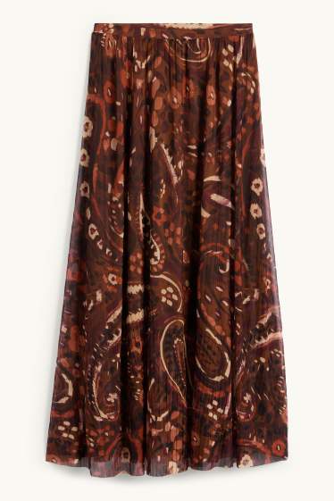 Femmes - Jupe en maille-filet - à motif - marron