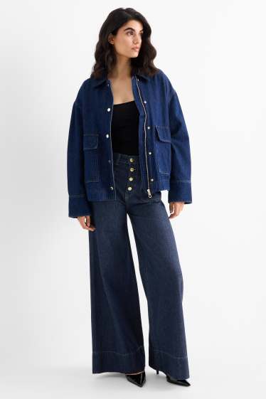 Femmes - Wide leg jean - high waist - jean bleu foncé