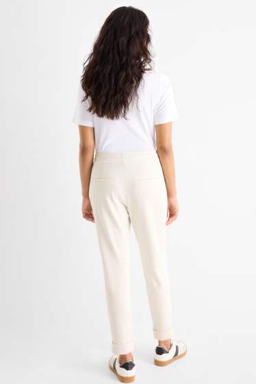 Damen - Jersey-Hose - Mid Waist - Tapered Fit - cremeweiss