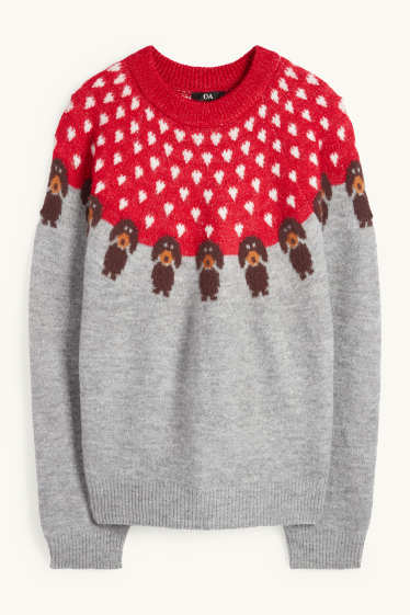 Mujer - Jersey - rojo / gris