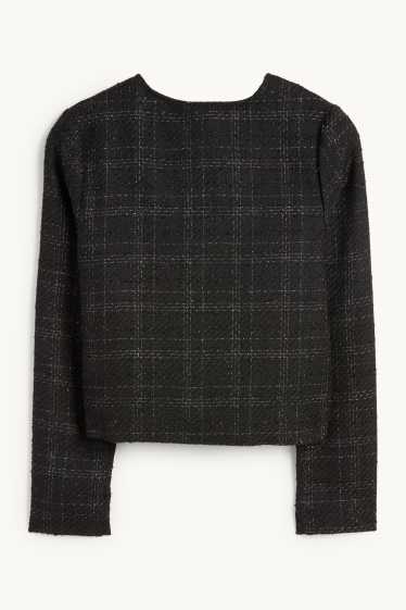 Enfants filles - Blazer en finition bouclé - à carreaux - noir