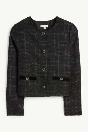 Enfants filles - Blazer en finition bouclé - à carreaux - noir