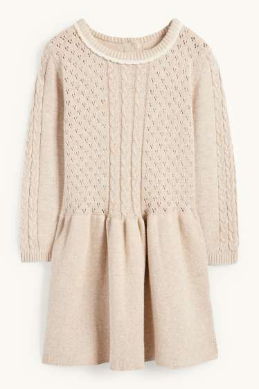 Baby: meisjes - Gebreid babyjurkje - taupe