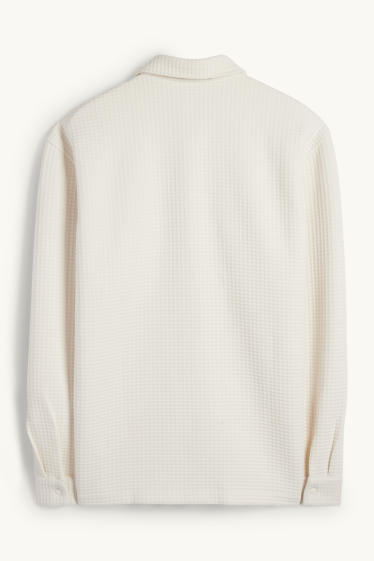 Hommes - Veste-chemise - relaxed fit - col kent - finition texturée - blanc crème