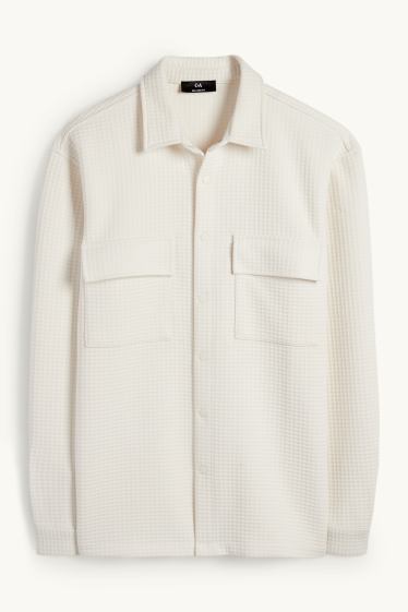 Hommes - Veste-chemise - relaxed fit - col kent - finition texturée - blanc crème