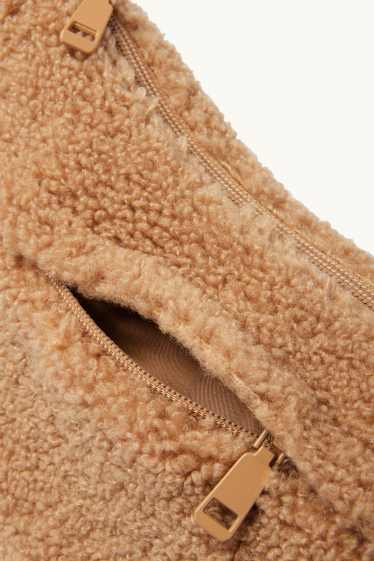 Mujer - Bolso bandolera de peluche - marrón claro