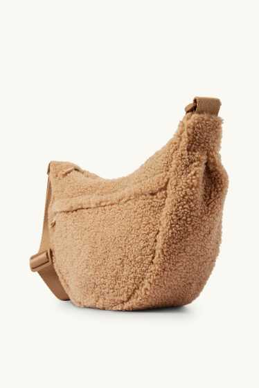 Mujer - Bolso bandolera de peluche - marrón claro