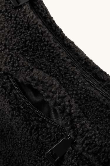Mujer - Bolso bandolera de peluche - negro