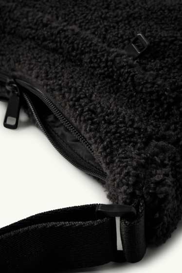 Mujer - Bolso bandolera de peluche - negro