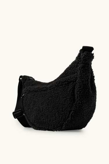 Mujer - Bolso bandolera de peluche - negro