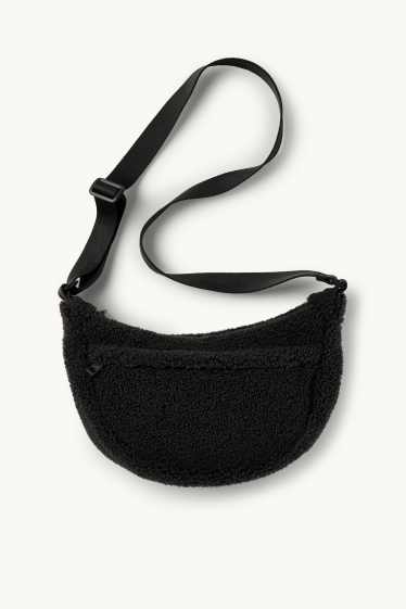 Mujer - Bolso bandolera de peluche - negro