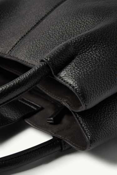 Damen - Kleiner Shopper mit abnehmbarem Taschengurt - Lederimitat - schwarz