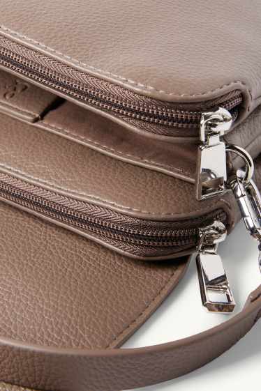 Femei - Geantă de umăr cu curea detașabilă - imitație de piele - maro deschis