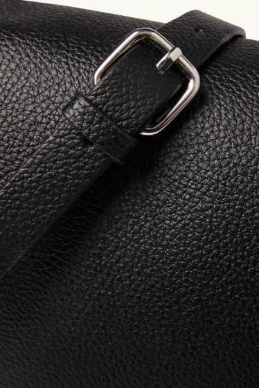 Damen - Umhängetasche mit abnehmbarem Taschengurt - Lederimitat - schwarz