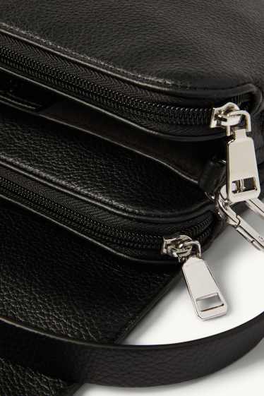 Damen - Umhängetasche mit abnehmbarem Taschengurt - Lederimitat - schwarz