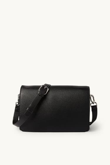 Damen - Umhängetasche mit abnehmbarem Taschengurt - Lederimitat - schwarz