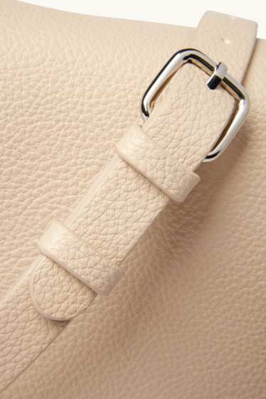 Dames - Schoudertas met afneembare riem - imitatieleer - licht beige