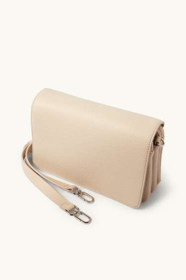 Dames - Schoudertas met afneembare riem - imitatieleer - licht beige