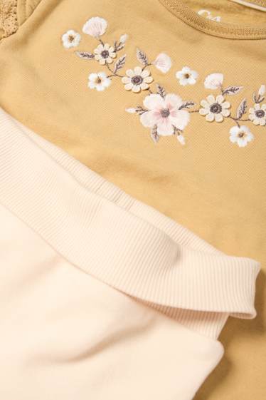 Baby Mädchen - Blümchen - Baby-Outfit - 2 teilig - gelb