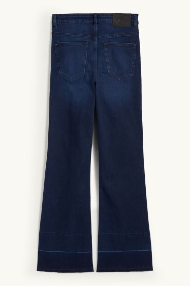 Damen - Flared Jeans - Mid Waist - dunkeljeansblau
