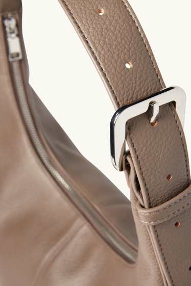 Damen - Schultertasche - Lederimitat - hellbraun