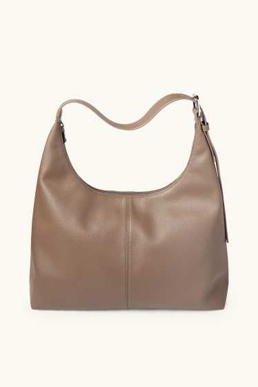 Damen - Schultertasche - Lederimitat - hellbraun