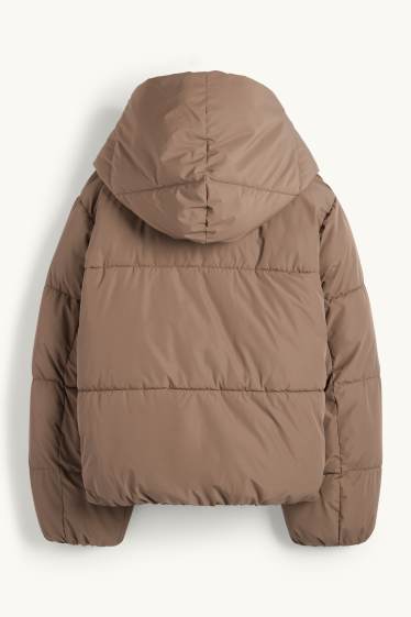 Damen - Steppjacke mit Kapuze - wasserabweisend - hellbraun