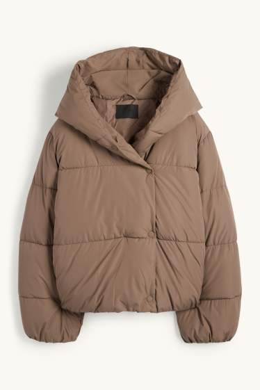 Damen - Steppjacke mit Kapuze - wasserabweisend - hellbraun