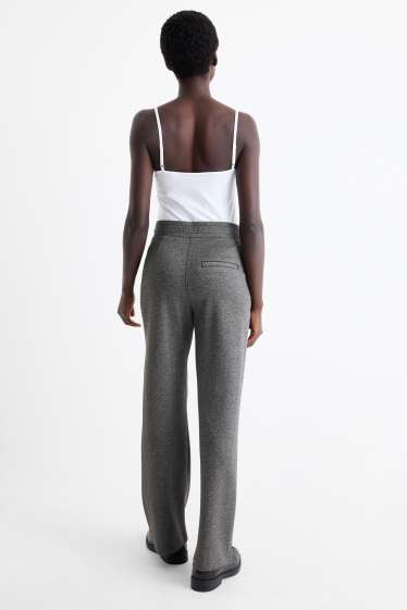 Dona - Pantalons de punt - mid waist - straight fit - gris fosc