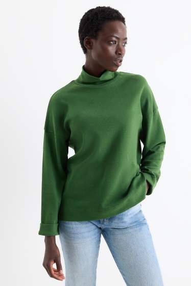 Dona - Jersei de coll alt - verd fosc