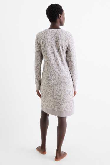 Donna - Camicia da notte - stampa leopardata - grigio chiaro