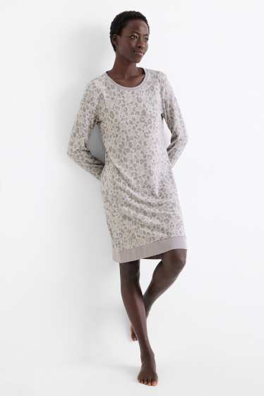Donna - Camicia da notte - stampa leopardata - grigio chiaro