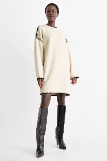 Donna - Vestito in maglia - straight fit - beige chiaro