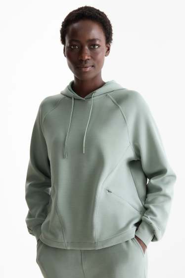 Donna - Felpa con cappuccio sportiva - yoga - verde chiaro