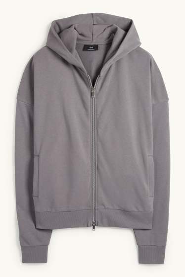 Hommes - Sweat zippé à capuche - gris