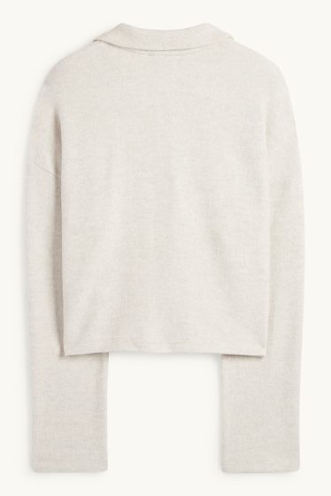 Femmes - Pull - finition côtelée - beige clair