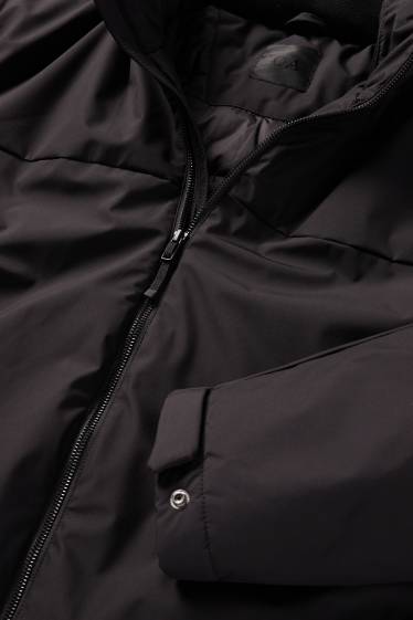 Heren - Jas met capuchon - gevoerd - zwart