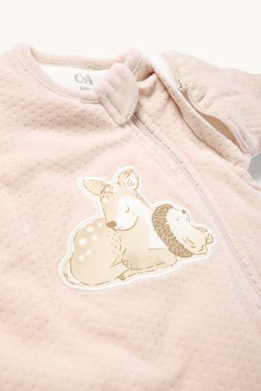 Baby: meisjes - Reekalfje en egel - babyslaapzak - 0 tot 6 maanden - met structuur - roze