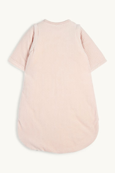 Baby: meisjes - Reekalfje en egel - babyslaapzak - 0 tot 6 maanden - met structuur - roze