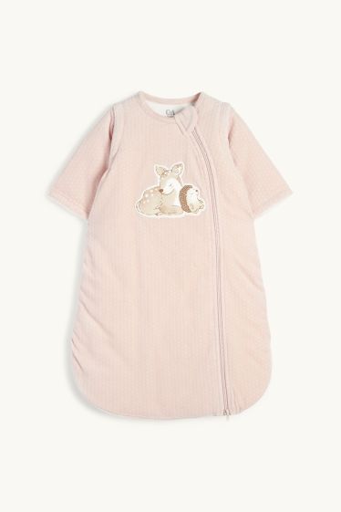 Baby: meisjes - Reekalfje en egel - babyslaapzak - 0 tot 6 maanden - met structuur - roze