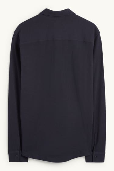 Hommes - Chemise - regular fit - col kent - finition texturée - bleu foncé