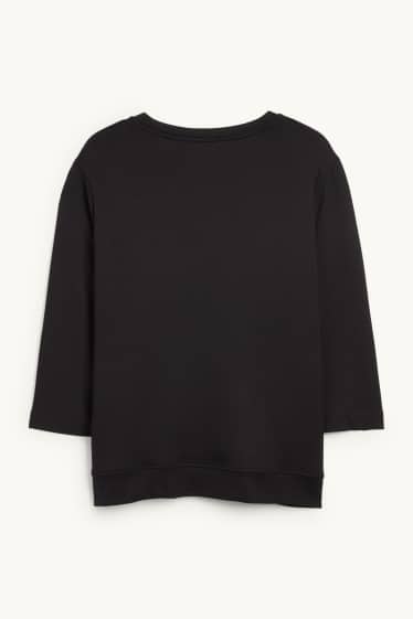 Dámské - Tričko s dlouhým rukávem - relaxed fit - černá