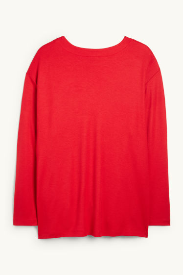 Damen - Langarmshirt - Relaxed Fit - rot