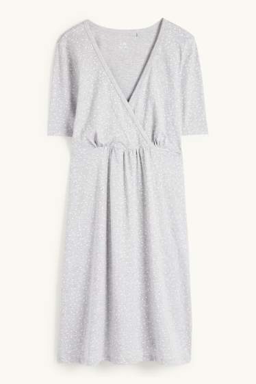 Dames - Voedingsnachthemd - met stippen - lichtgrijs