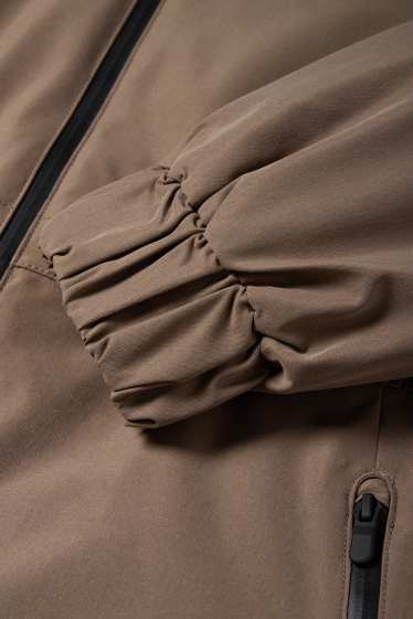 Damen - Regenmantel mit Kapuze - gefüttert - wasserdicht - braun