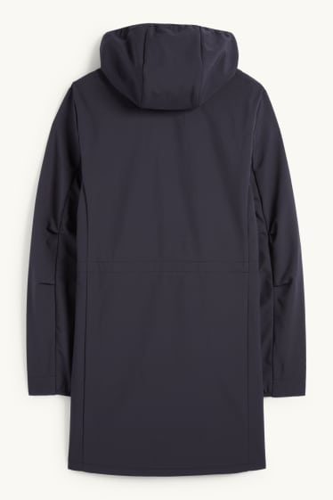 Dames - Softshellmantel met capuchon - waterafstotend - 4 Way Stretch - donkerblauw