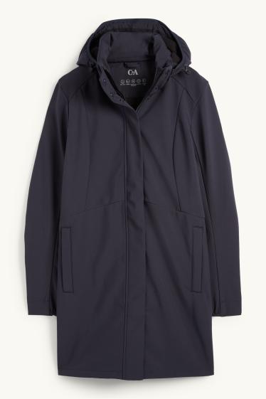 Dames - Softshellmantel met capuchon - waterafstotend - 4 Way Stretch - donkerblauw