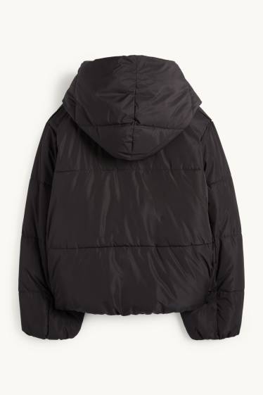 Donna - Giacca trapuntata con cappuccio - idrorepellente - nero