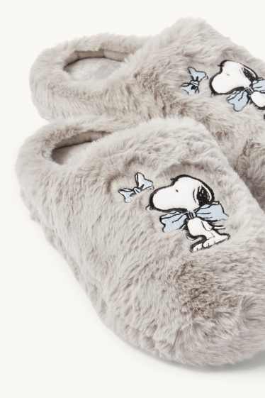 Donna - Pantofole di ecopelliccia - Snoopy - grigio